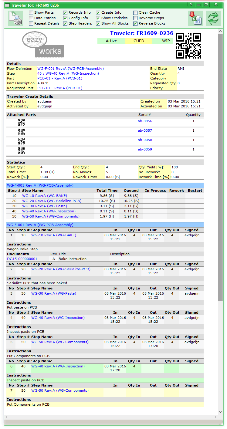 EZ-MES Traveller Report